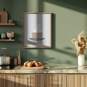 Dishes and vase in gray Poster