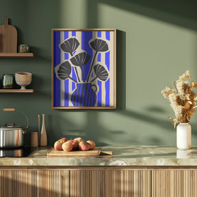 Striped Still Life Blue Poster