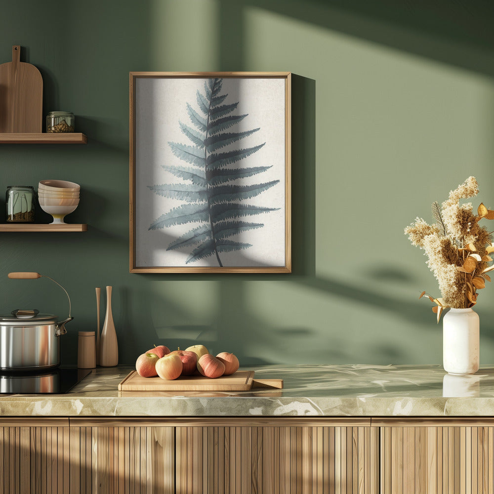 Teal watercolor fern 5 Poster