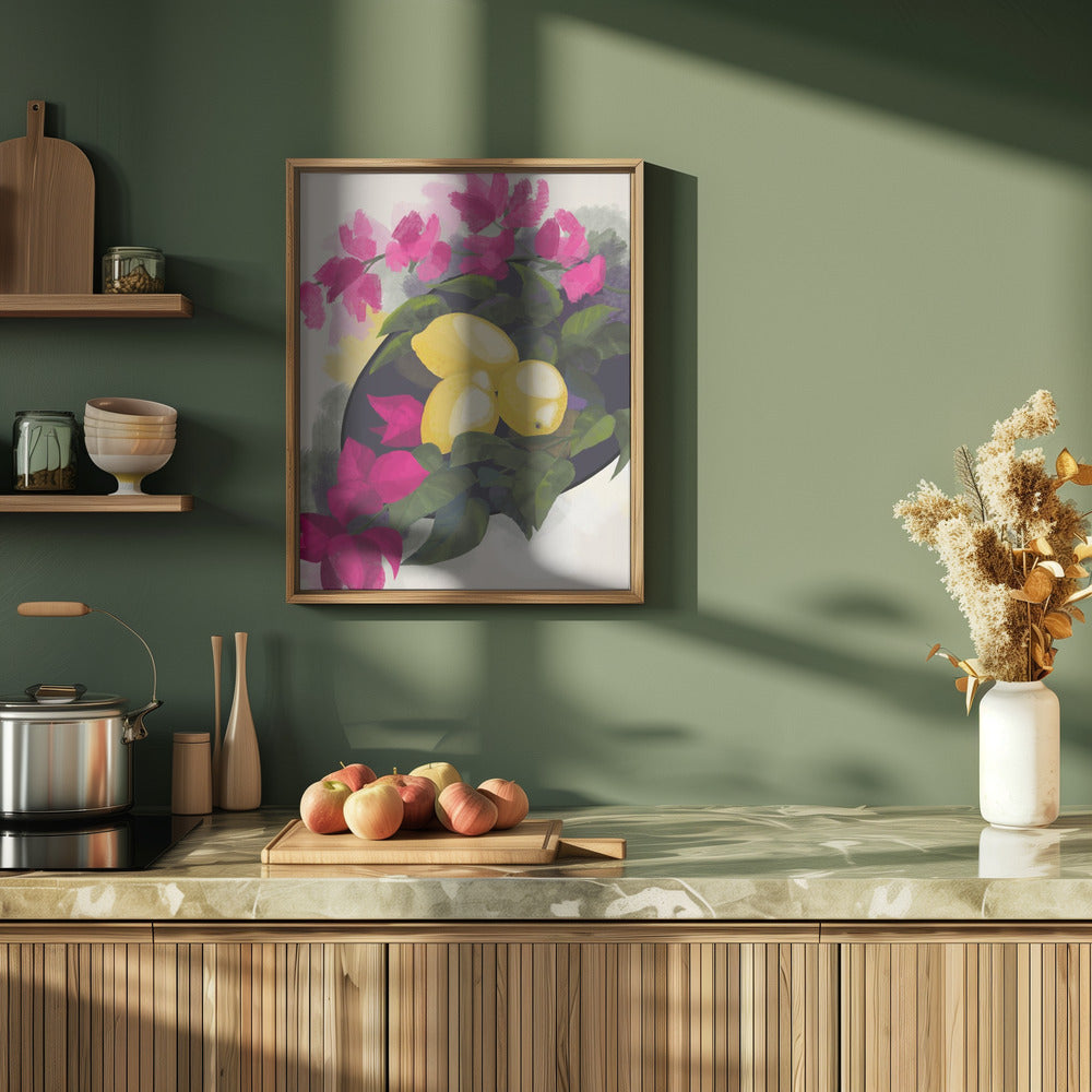 Bougainvillea and lemons Poster