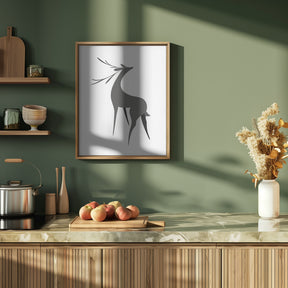 Stylized retro deer (grey) Poster