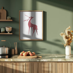 Stylized retro deer (red) Poster