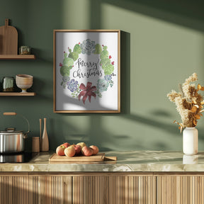 Cacti and succulent merry Christmas wreath Poster