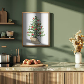 Cozy watercolor Christmas tree Poster