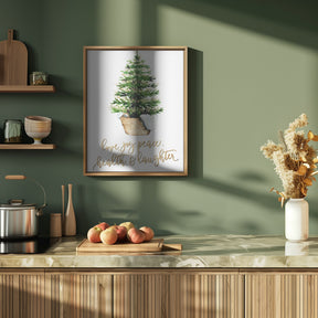 Cozy Christmas tree with holiday wishes Poster