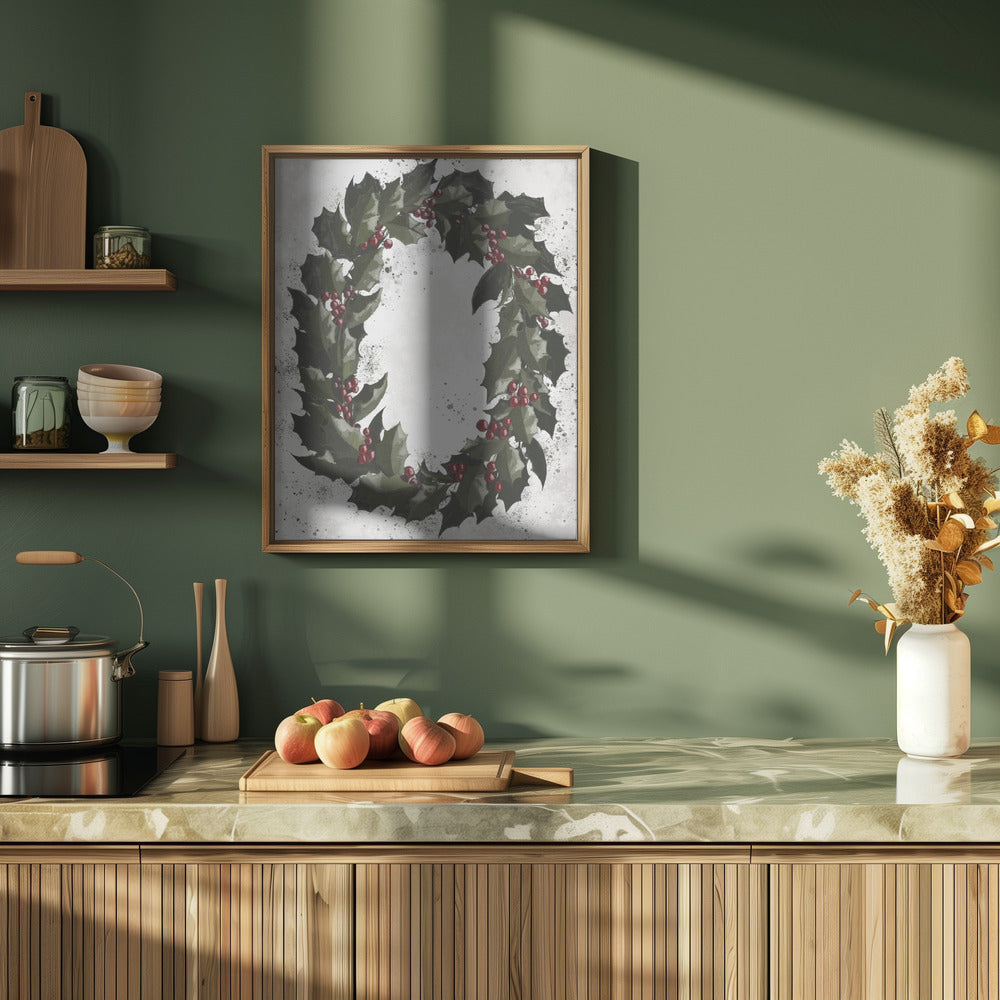 Splatters holly wreath Poster