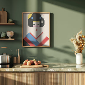 Geisha Girl Geometric Illustration Poster