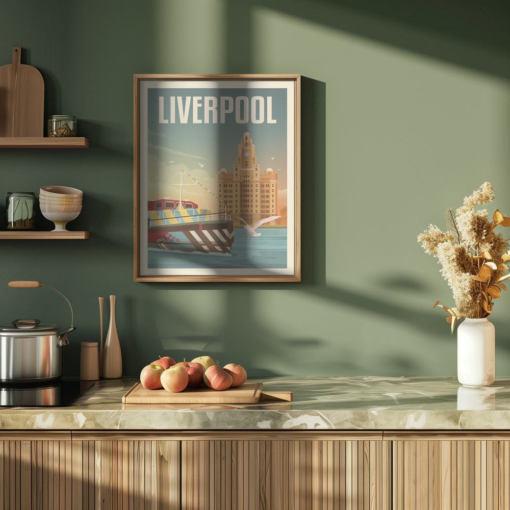 Liverpool Liver Building Travel Print Poster