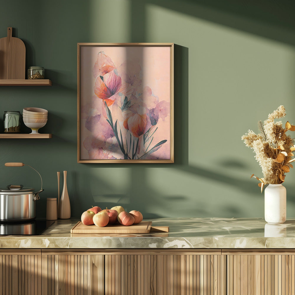 Abstract Coral Flowers (Peach) Poster