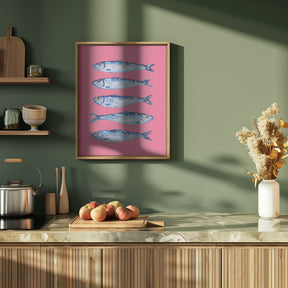 Sardines on Pink Poster