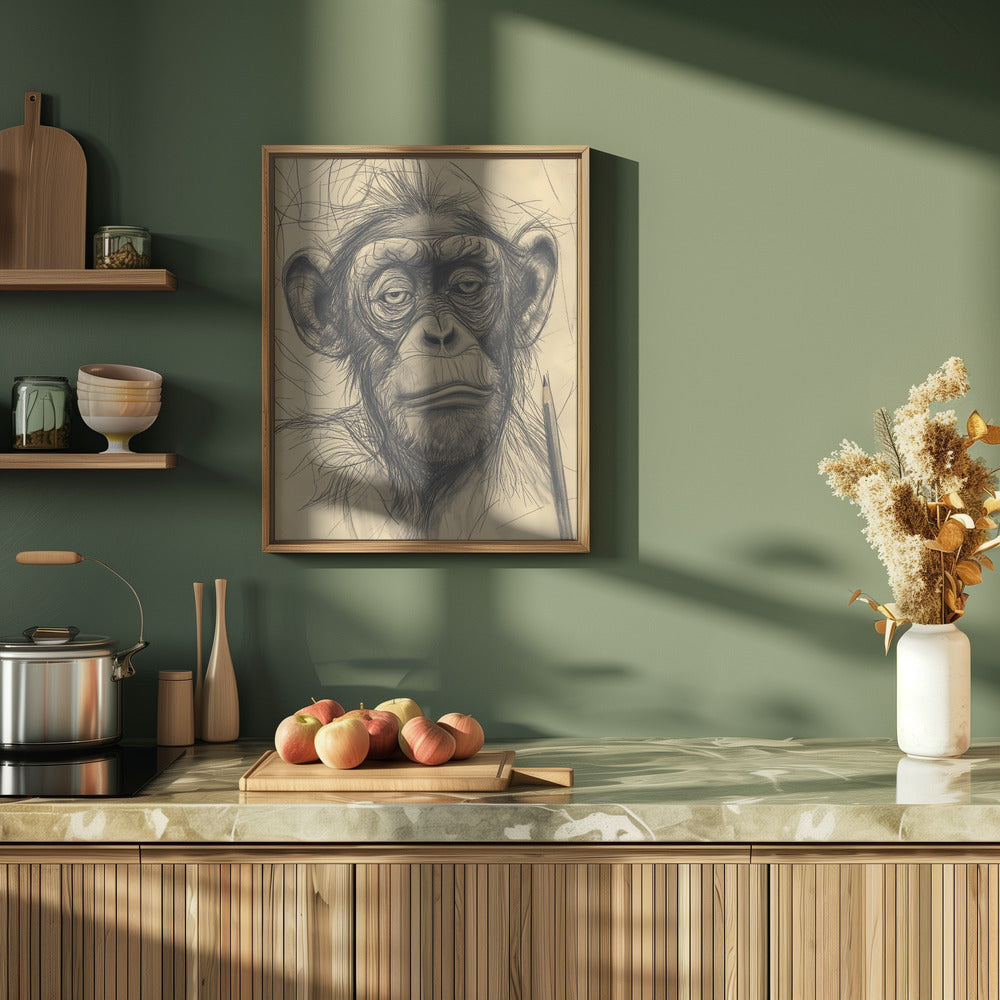 Monkey drawing Poster