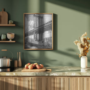 NEW YORK CITY Manhattan Bridge - upright slim panorama Poster