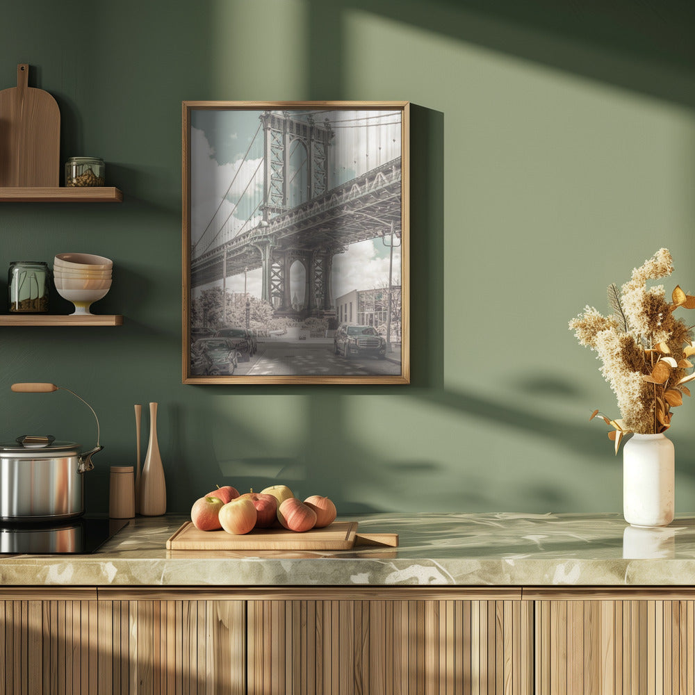 NYC Manhattan Bridge Panorama | urban vintage style Poster