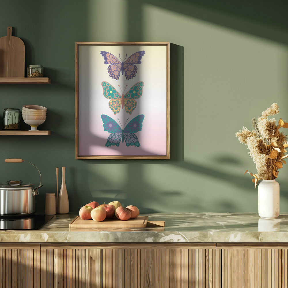 Colorful floral butterflies I Poster
