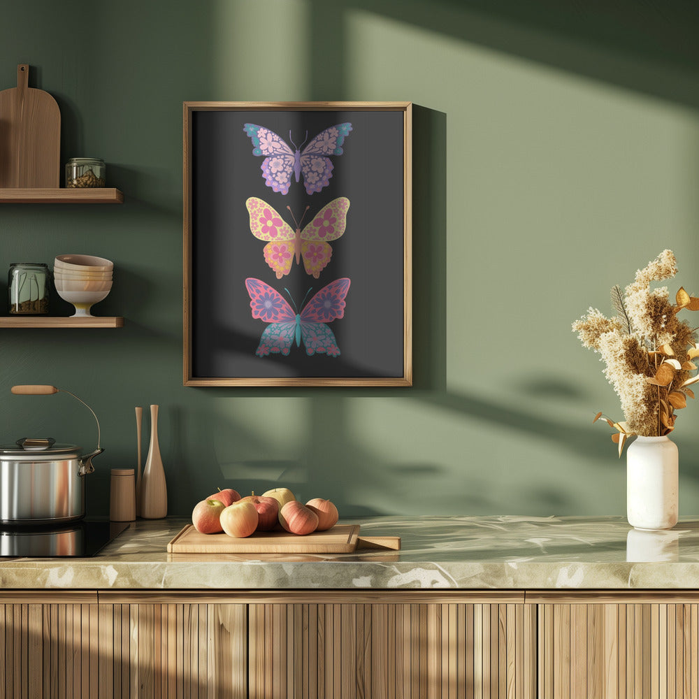 Colorful floral butterflies III Poster