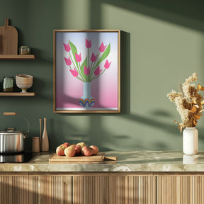 Tulips in the rainbow vase Poster