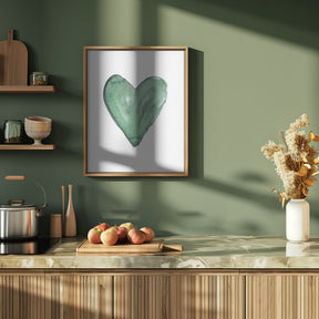 Watercolor heart green Poster