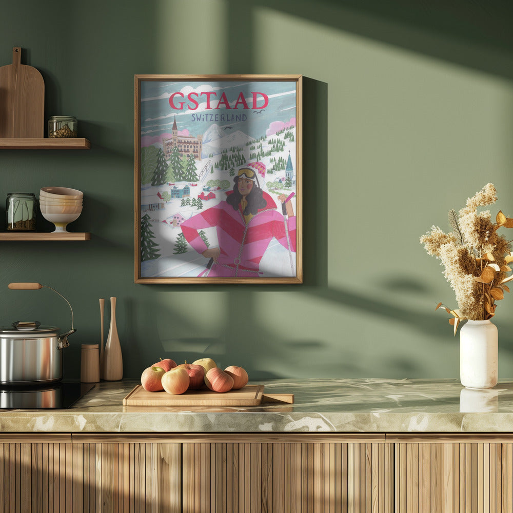 Travel Poster Woman in Gstaad, Switzerland Poster