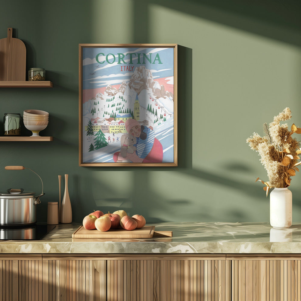 Travel Poster Woman in Cortina, Italy Poster