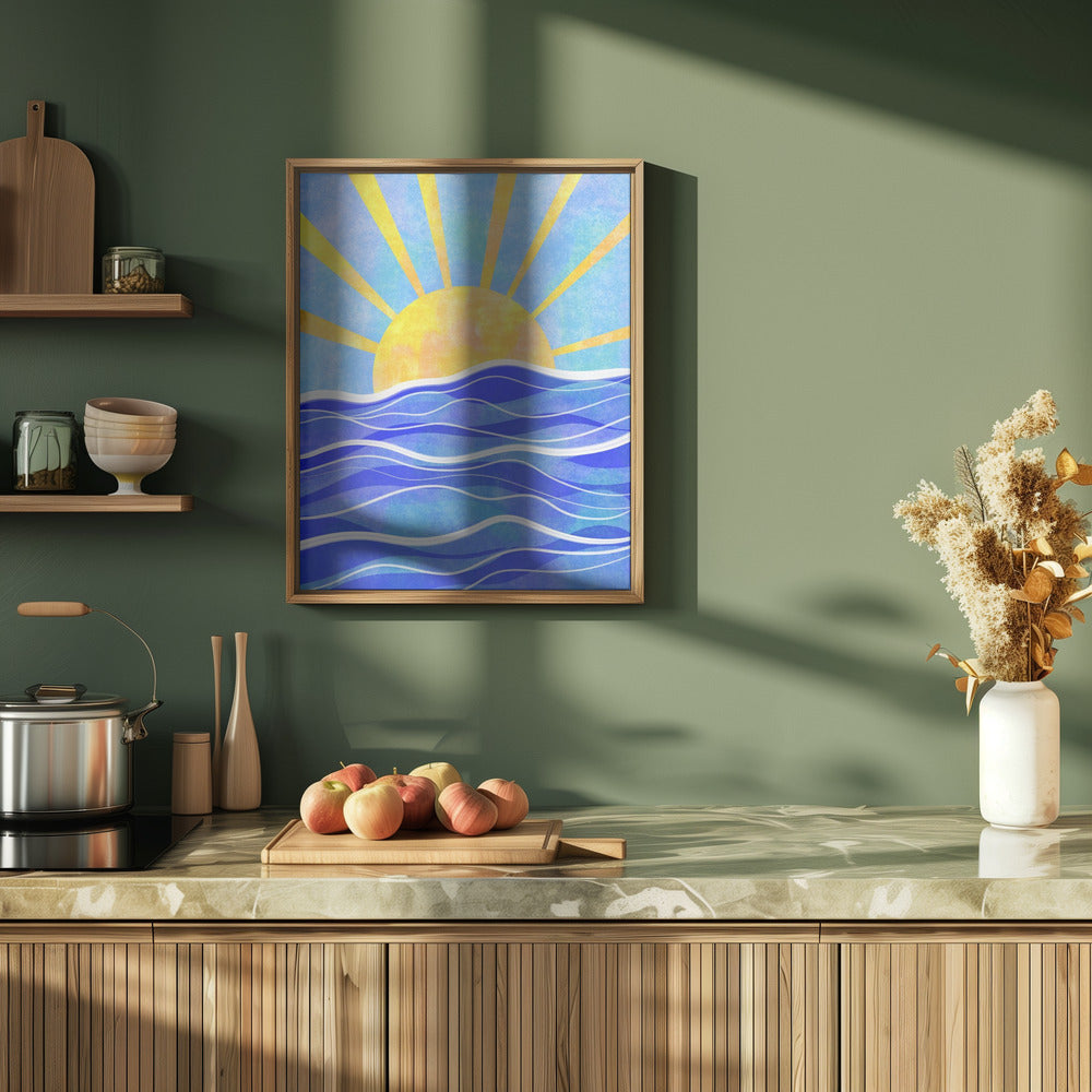 Sea Sunset Blue Poster