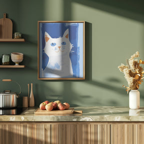 Cat In Blue Poster