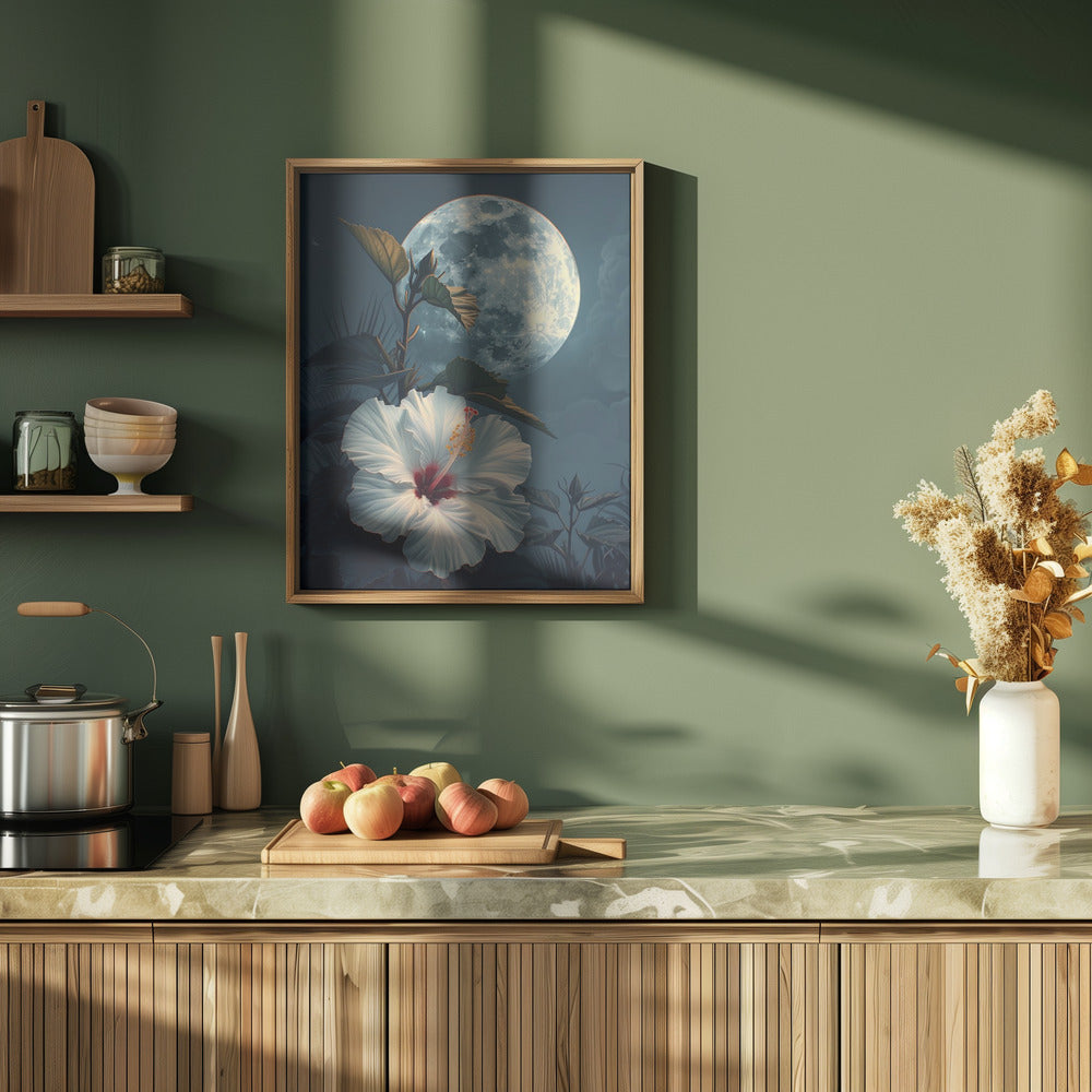 Hibiscus and the Moon Poster