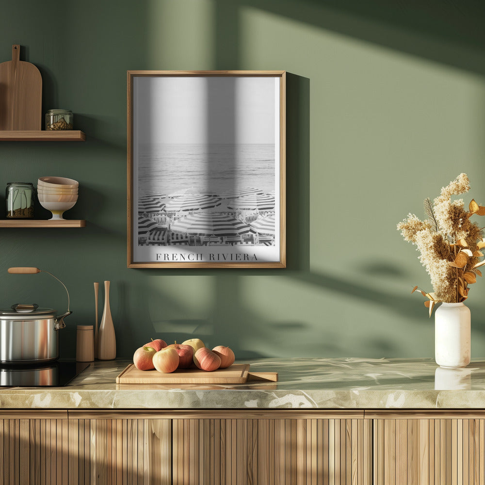 French Riviera Travel In Black and White Poster