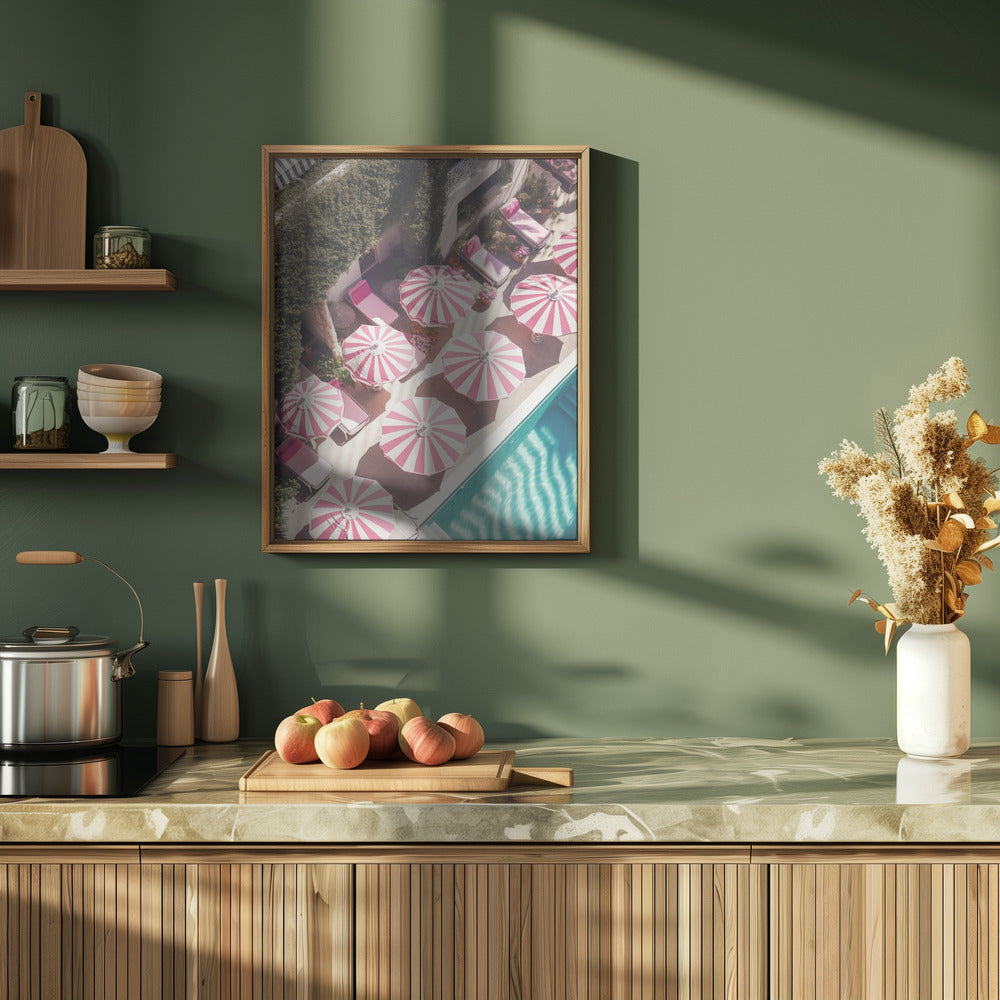 Glam Pool Pink Umbrella Poster