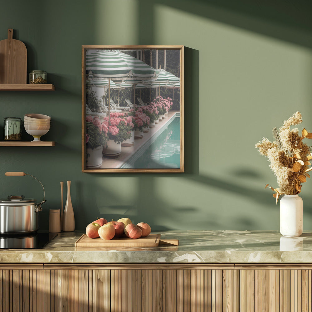 Green Pool Flowers Poster