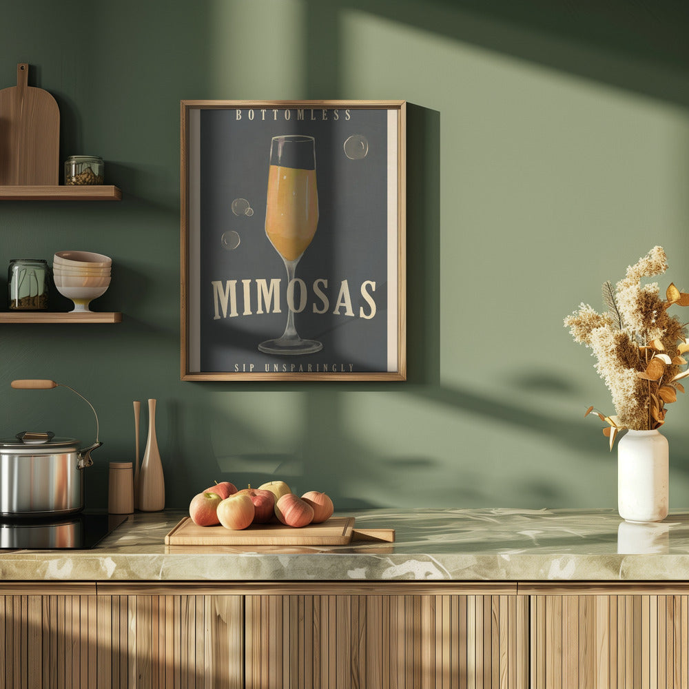 Bottomless Mimosas Art Deco Cocktail Bar Art Poster