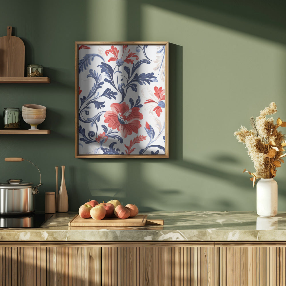 Floral In Blue and Red Poster