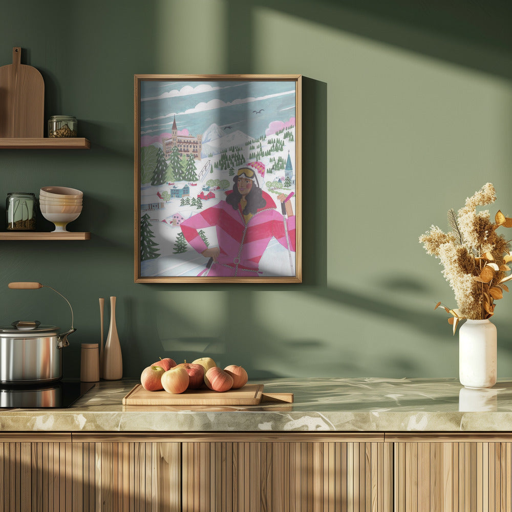 Winter Scene Woman Skiing Poster