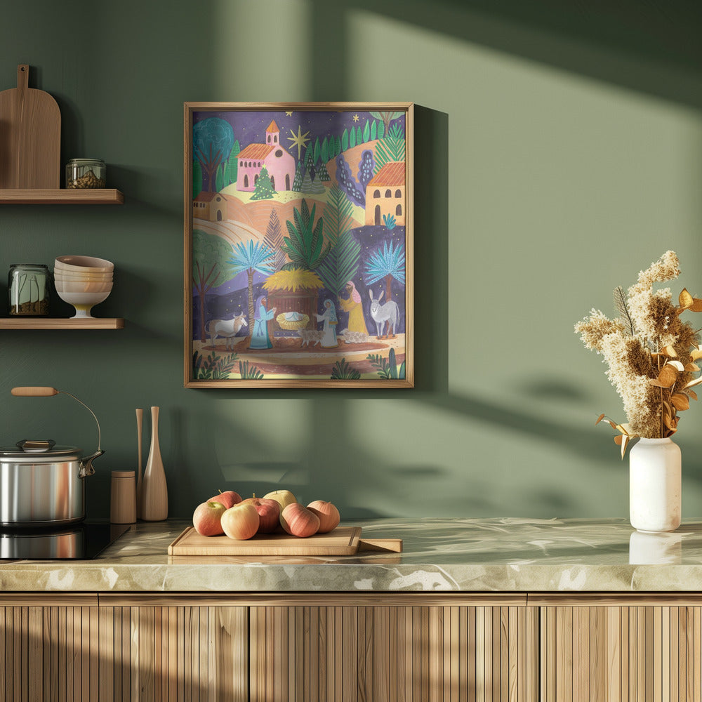 Nativity Scene starry night Poster