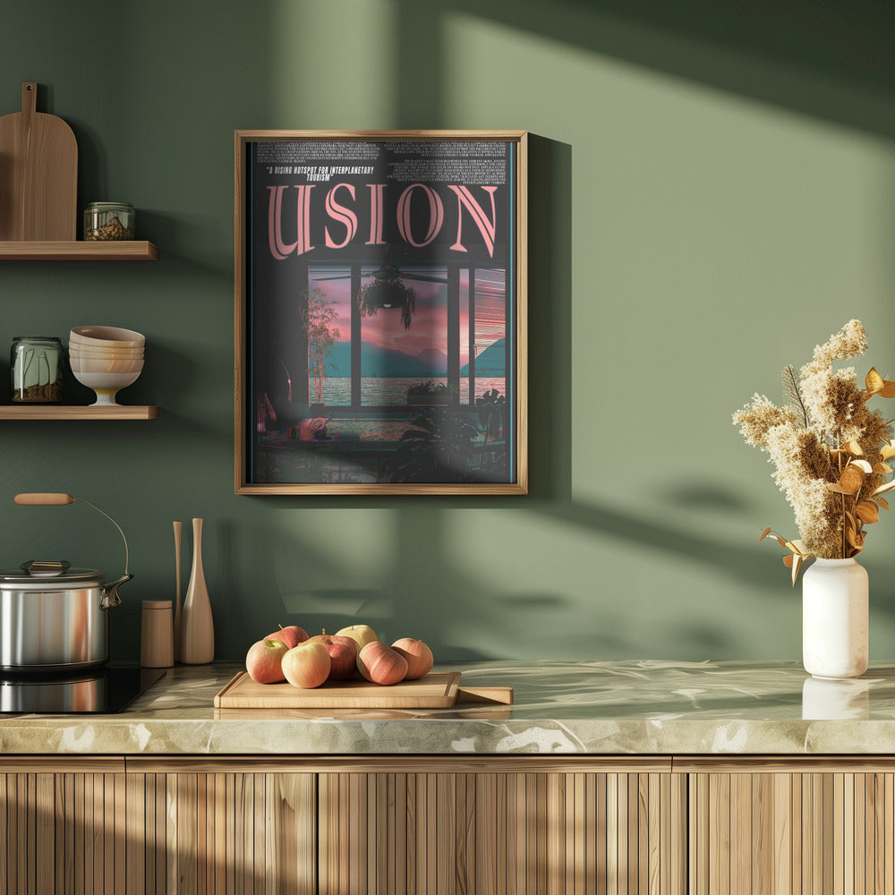 &#039;USION&#039; Fiction vaporwave travel poster Poster