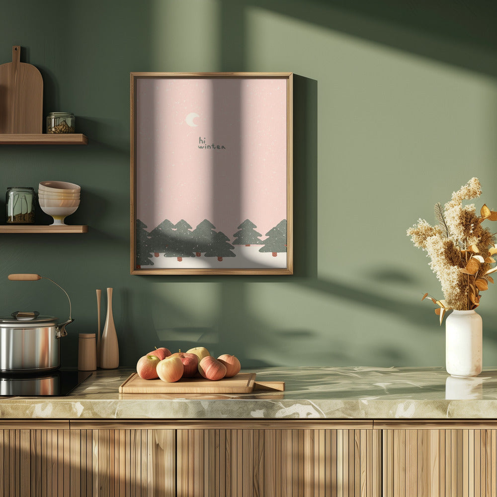 Magical snowfall in the forest. Hello winter Poster