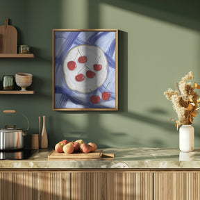 A Plate of Cherries Food Painting Poster