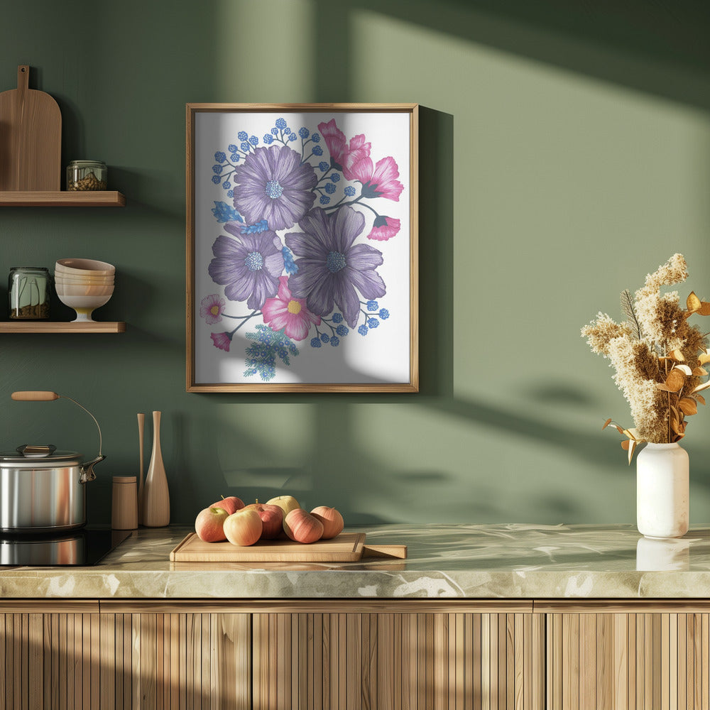 Pink and Purple Florals Poster