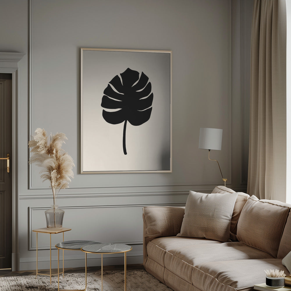 Monstera Leaf Black Poster