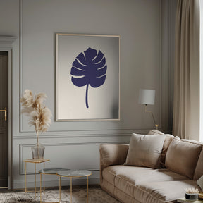 Monstera Leaf Dark Blue Poster