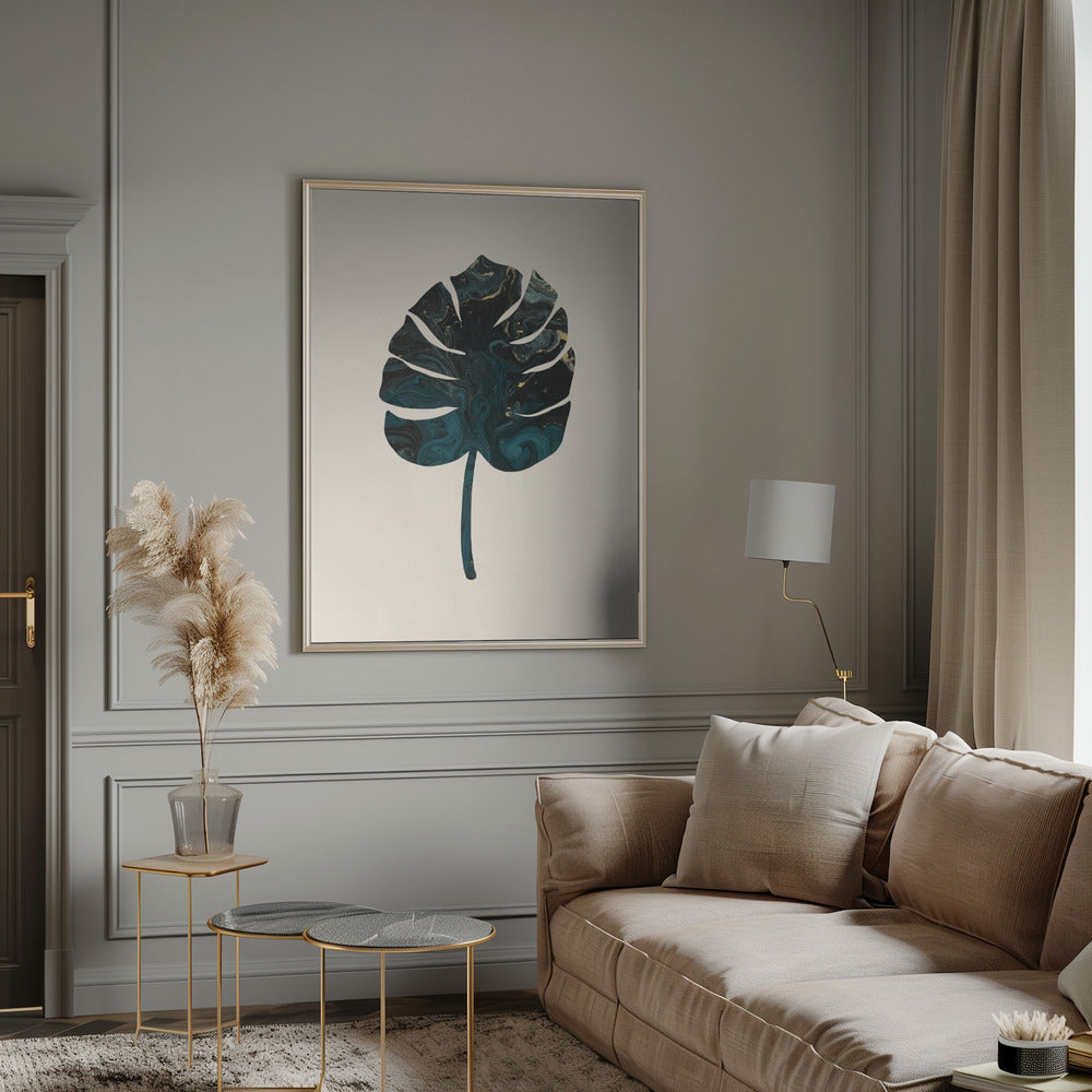 Monstera Marble Green Poster