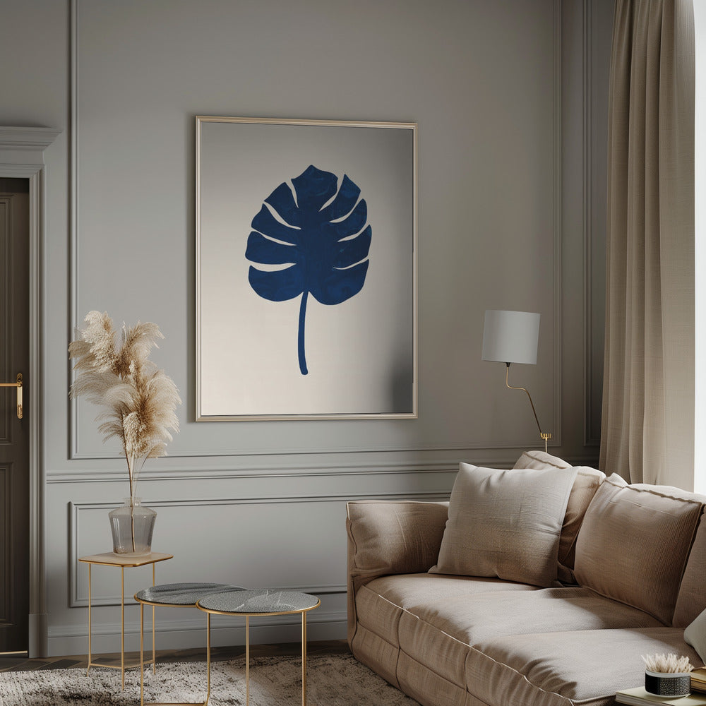 Monstera Marble Blue Poster