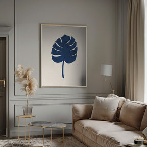 Monstera Marble Blue Poster