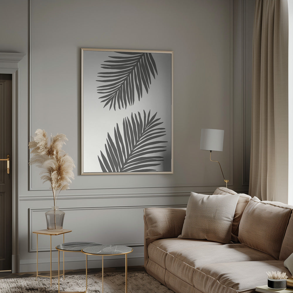 PALM LEAF 12 GRAPHITE GRAY Poster