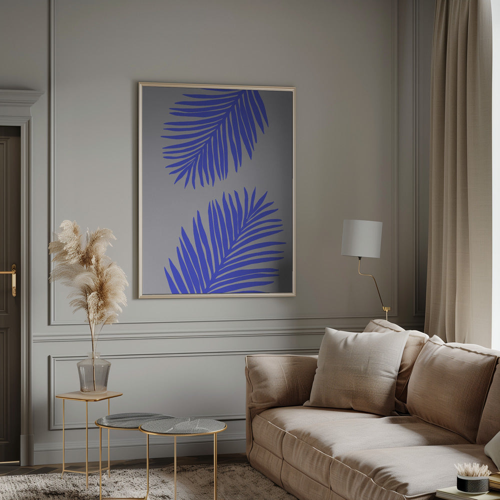 PALM LEAF 02 SOFT GRAY Poster