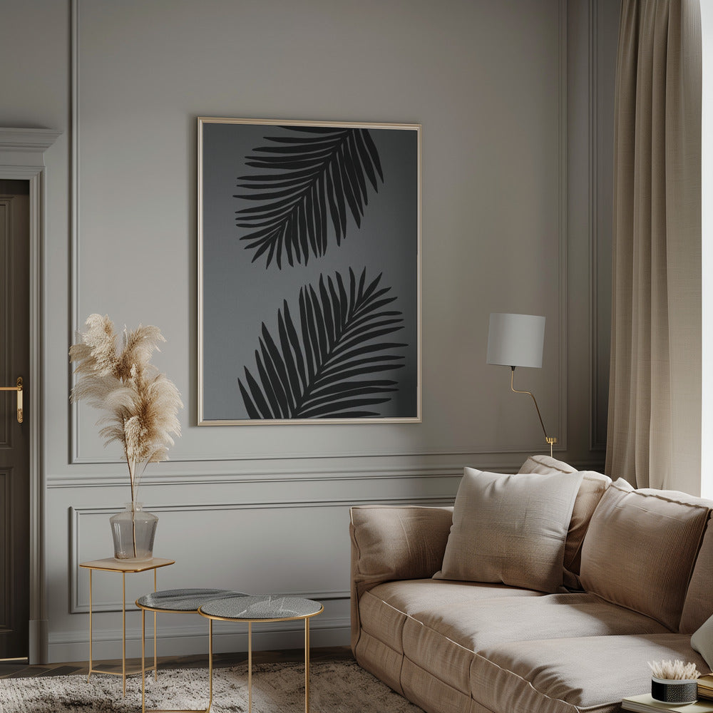 Palm Leaf Gray 02 Poster