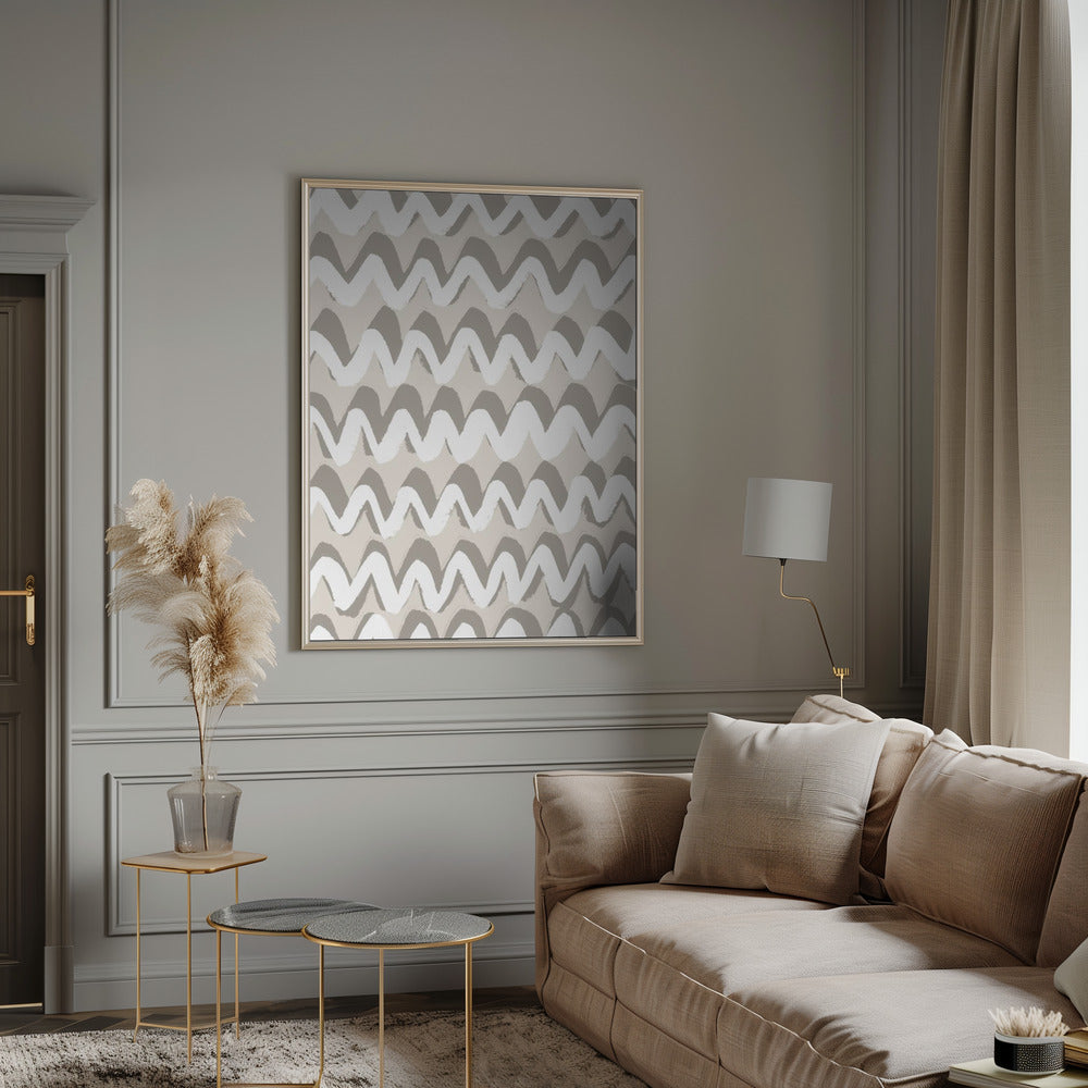 White and Beige ZigZag Pattern Poster