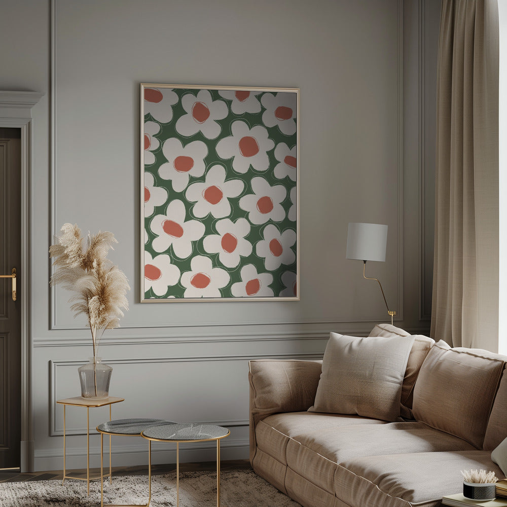 Cute Beige Flower Pattern Poster