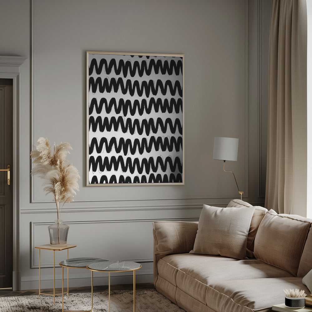 Black Zig Zag Pattern Poster