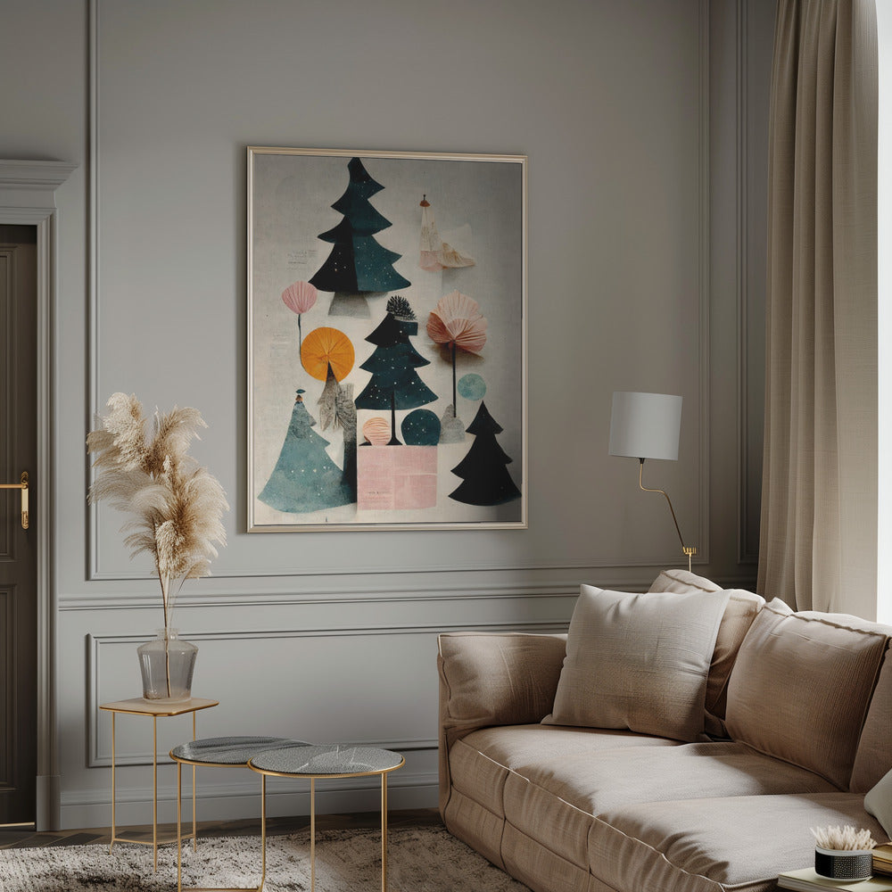 Cute Pine Tree Composition Poster