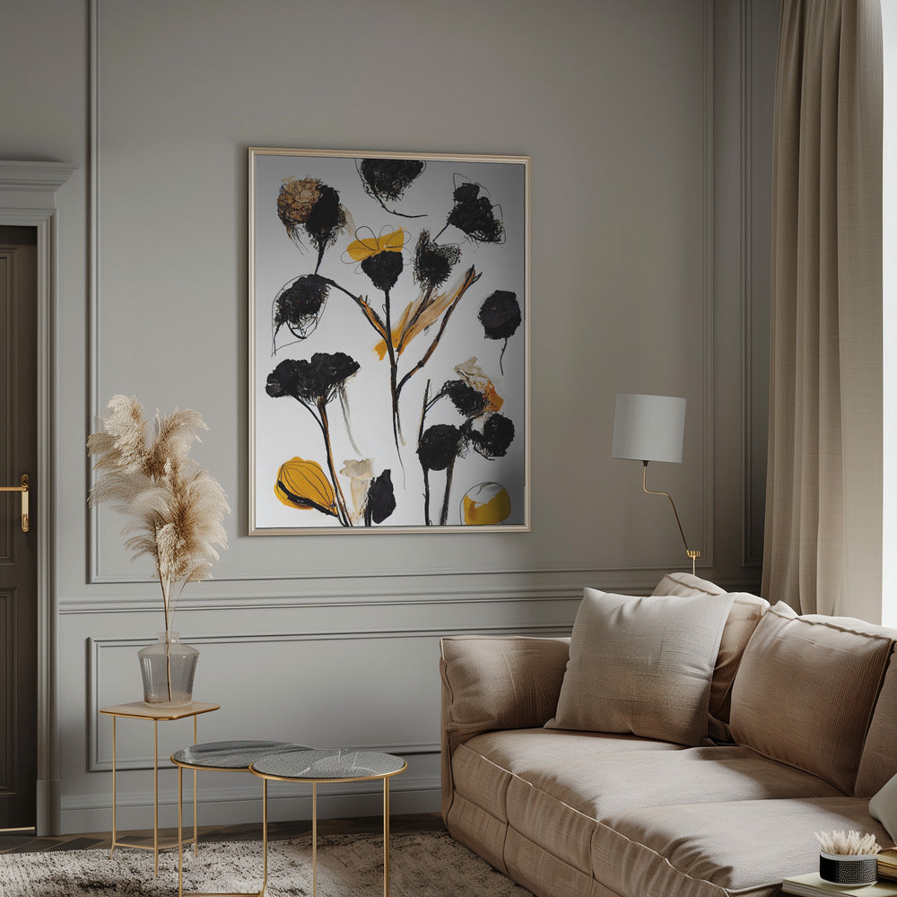 Black Dry Flowers Poster